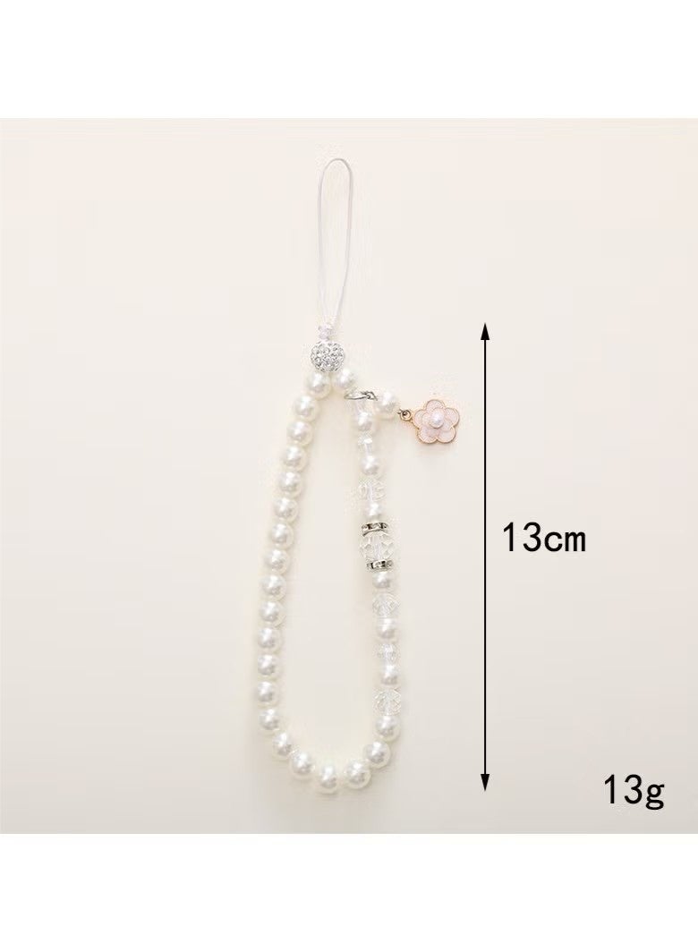 Little Fragrance Pearl Mobile Phone Chain - Small Flower Pendant Mobile Phone Lanyard - Beaded Charm - Mobile Phone Camera Wallet MP3 MP4 iPod PSP Keychain for Women Wristband - Image 3